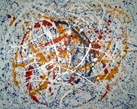  Pollock Hommage rot gelb blau weiss - Blue Moon - Pollock Hommage red yellow blue white